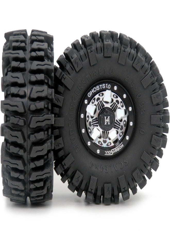 hobbysoul إطارات HOBBYSOUL الناعمة اللاصقة مقاس 64 × 25 مم 1.0 Mud Slingers وحواف عجلات Beadlock الثقيلة مقاس 1.0 لسيارات التحكم عن بعد الزاحفة بمقياس 1/24 AX24 SCX24 FCX24 1/18 TRX4M - Image 3